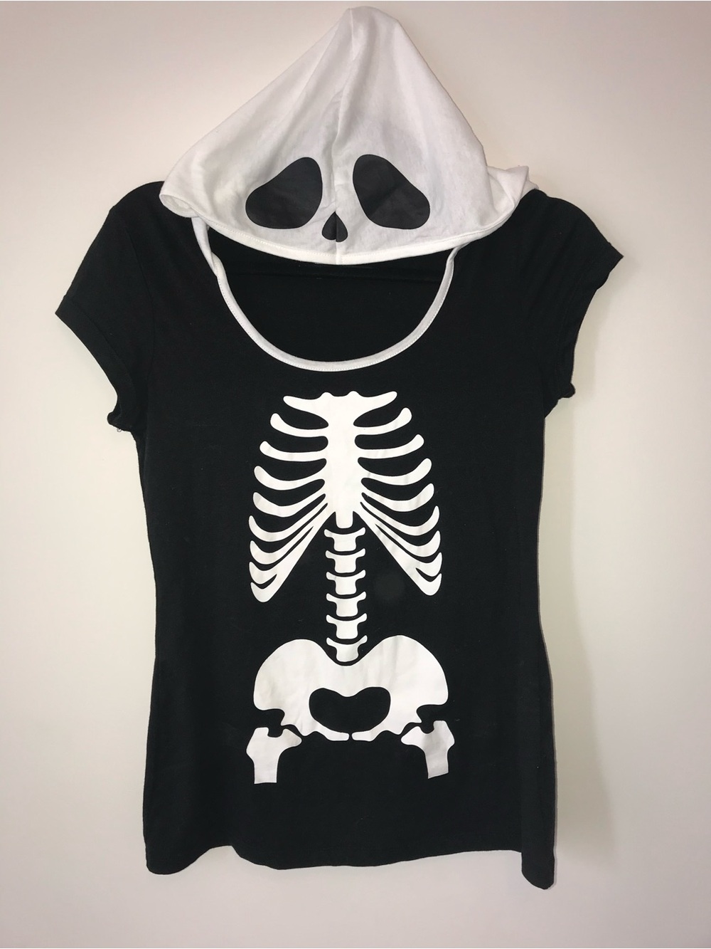 Black Skeleton Graphic Hooded Tee